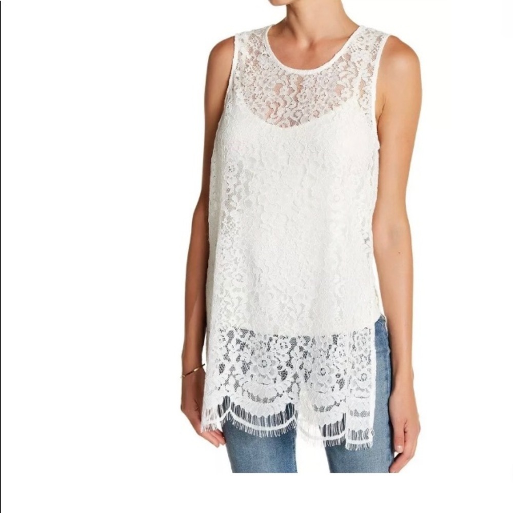New KAREN KANE Women's High Slit Lace Tank Top